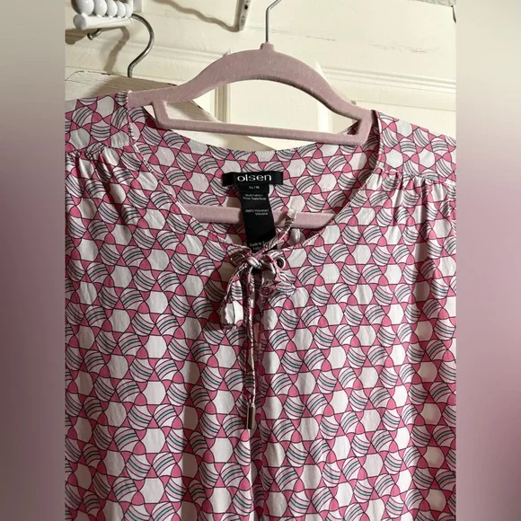 Olsen Pink Patterned Women's Top - Picture 2 of 6
